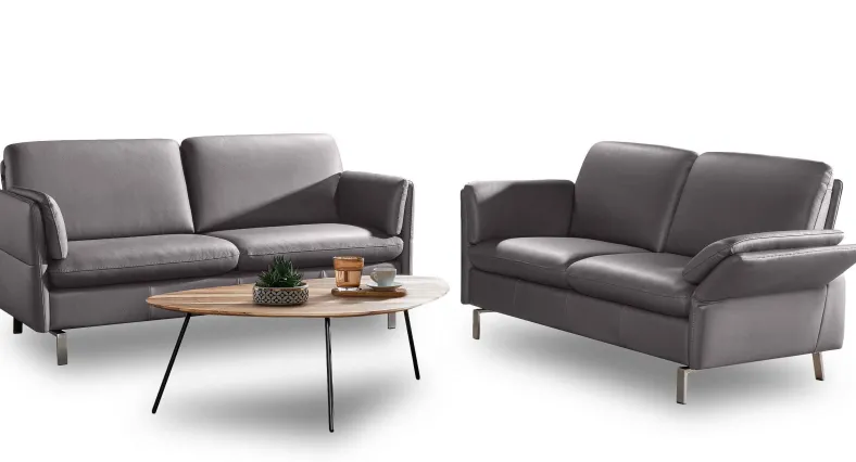 Belen Ledersofa grau 2 Sitzer