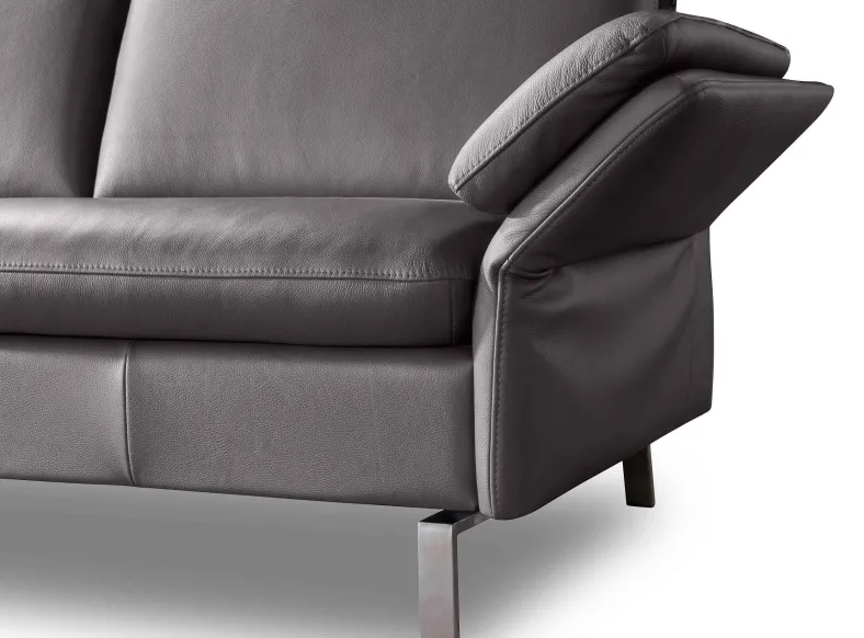 Belen Ledersofa grau 2 Sitzer