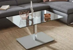 2598 Couchtisch Glas Metall höhenverstellbar