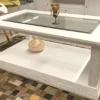 Couchtisch Vienna - Pinie massiv mit Glasplatte