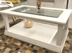 Couchtisch Vienna - Pinie massiv mit Glasplatte