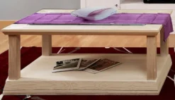 Couchtisch Vienna - Pinie massiv mit Glasplatte