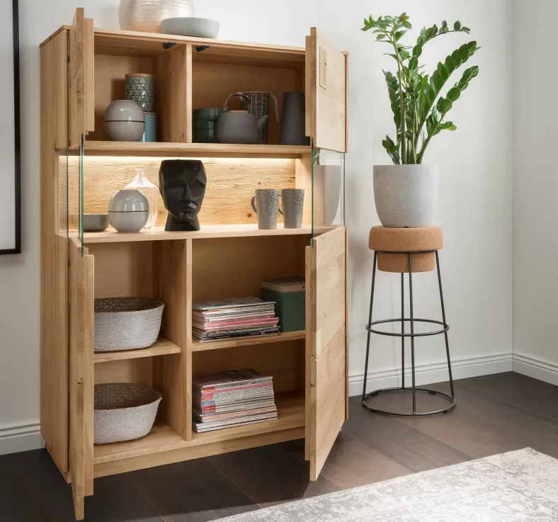 Davos Highboard Massivholz wildeiche
