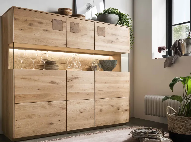 Davos Highboard Massivholz wildeiche