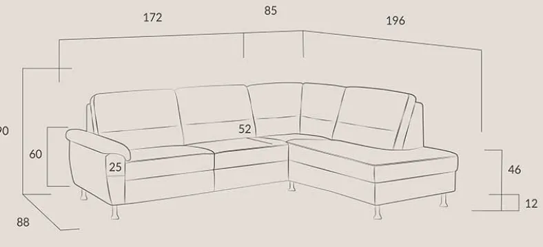 Dietsch Onyx Ecksofa mit Querschläfer in vielen Farben