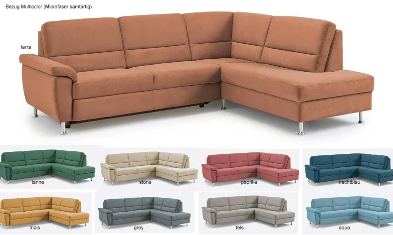 Dietsch Onyx Ecksofa mit Querschläfer in vielen Farben