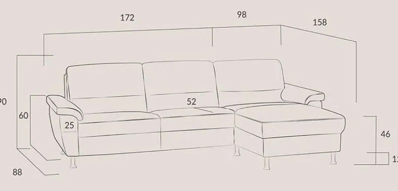 Dietsch Onyx Schlafsofa mit Ottomane in vielen Farben
