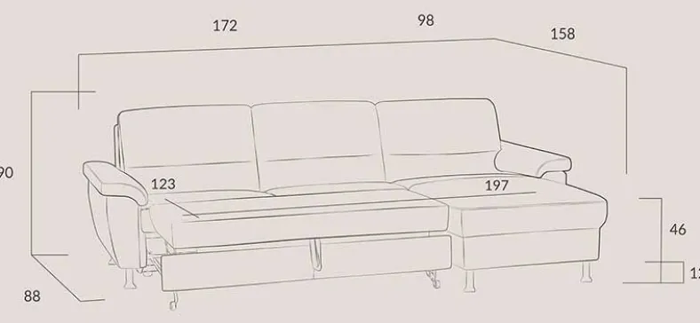 Dietsch Onyx Schlafsofa mit Ottomane in vielen Farben