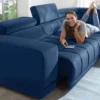 Ecksofa blau Samt