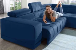 Ecksofa blau Samt