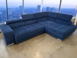 Ecksofa blau Samt