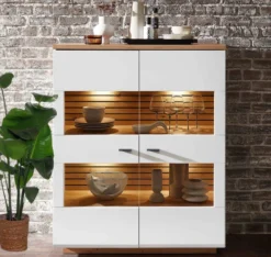 Fresno Highboard weiß eiche