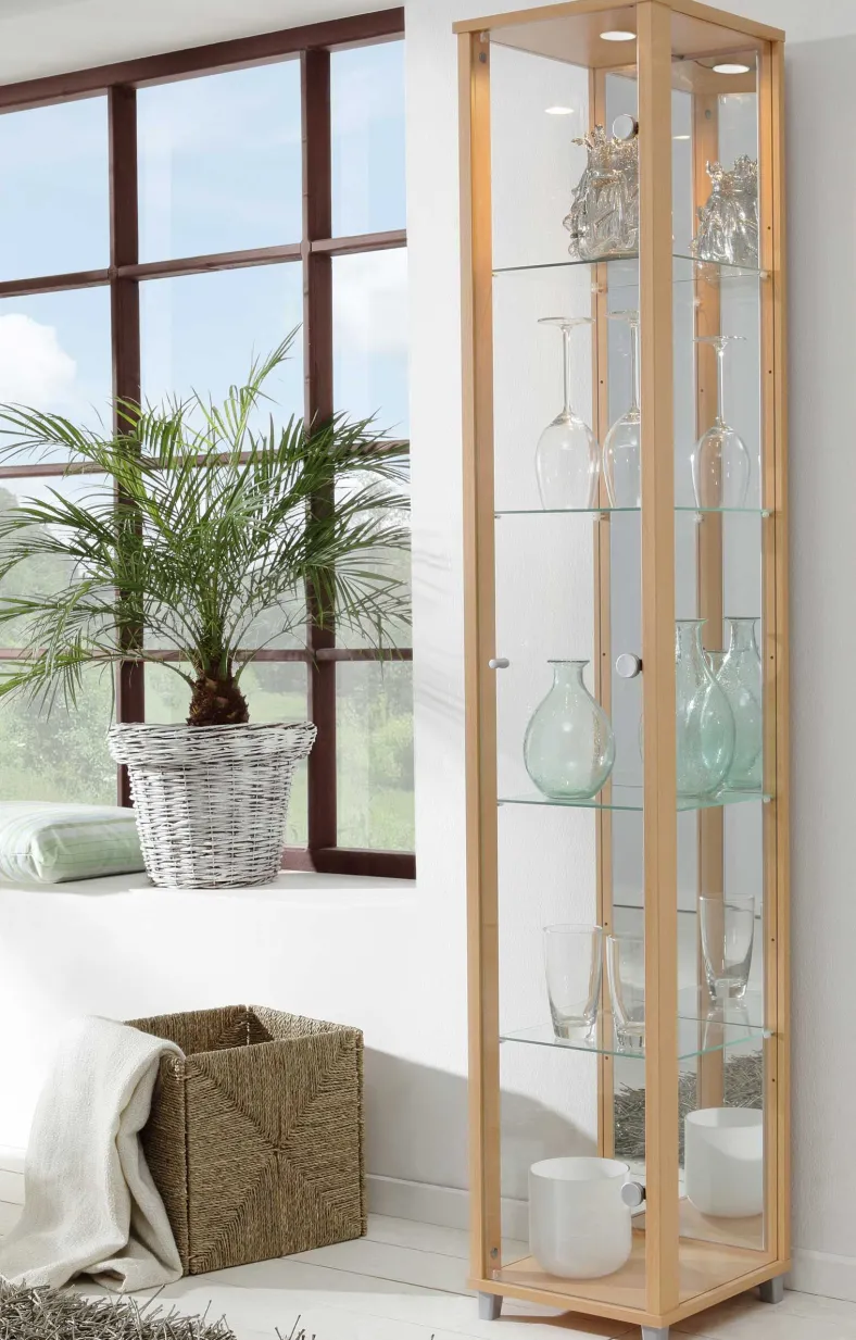 Glas Vitrine schmal in 7 Farben