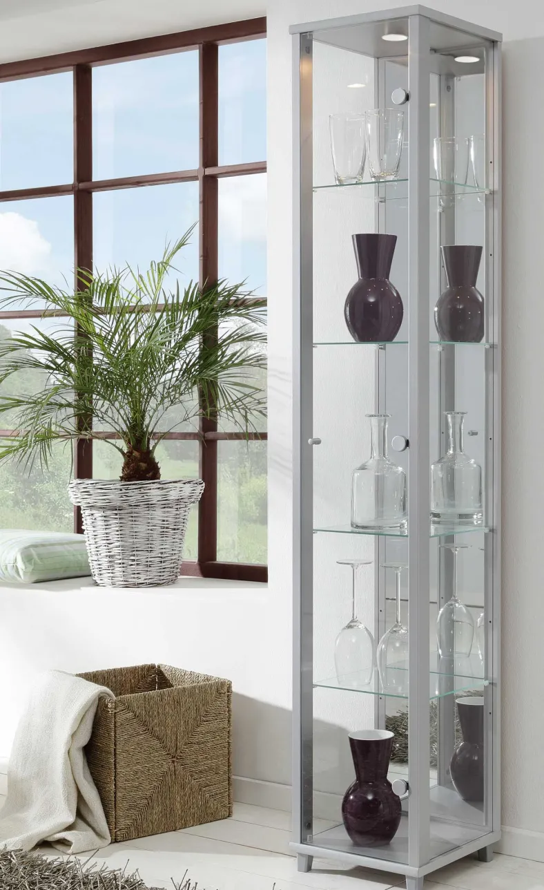 Glas Vitrine schmal in 7 Farben