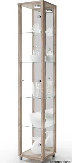 Glas Vitrine schmal in 7 Farben