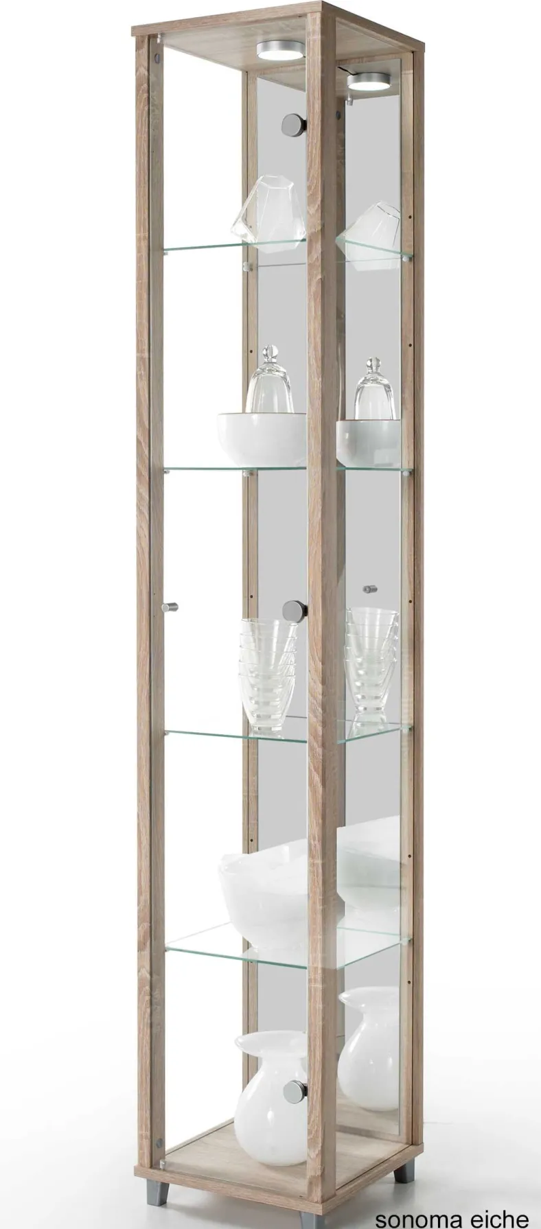 Glas Vitrine schmal in 7 Farben