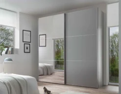 Includo Kleiderschrank grau mit Spiegel