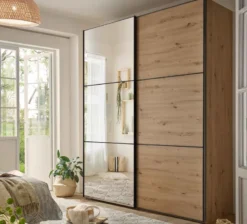 Includo Kleiderschrank mit Spiegel eiche