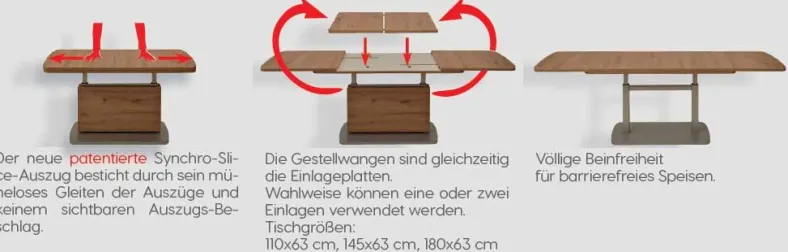 Jamaika Couchtisch ausziehbar höhenverstellbar