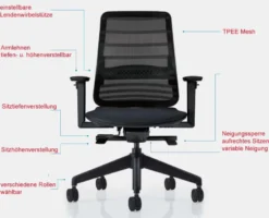 Koplus Tonique ergonomischer Bürosessel schwarz mit vielen Funktionen