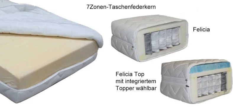 Kretschmar Felicia 7Zonen-Taschenfederkernmatratze 90x200 cm individuell
