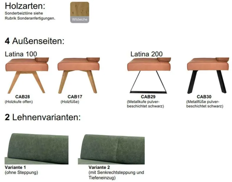 Latina Esszimmerbank mit Rückenlehne