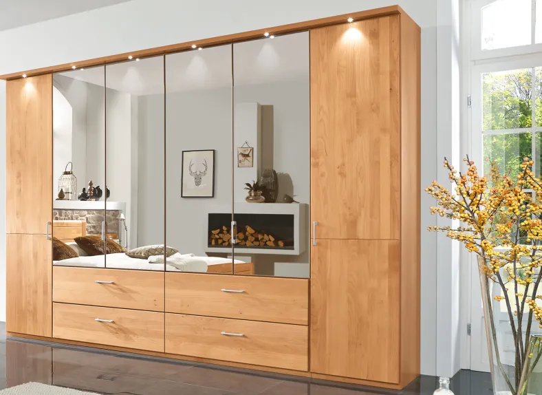 Lido Kleiderschrank mit Spiegel erle