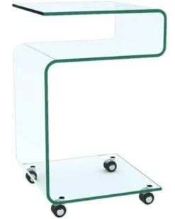 Lili Glas Beistelltisch mit Rollen