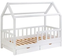 Massivholz Hausbett mit Schubkästen in 2 Größen