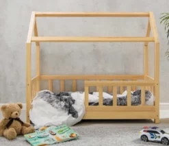 Massivholz Kinderbett mit Himmelaufbau in 3 Größen