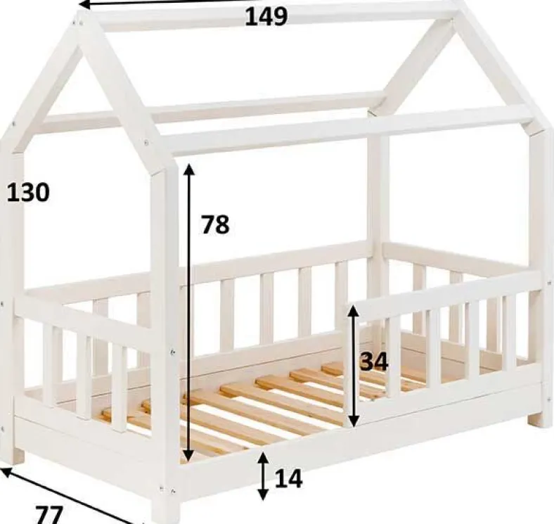 Massivholz Kinderbett mit Himmelaufbau in 3 Größen