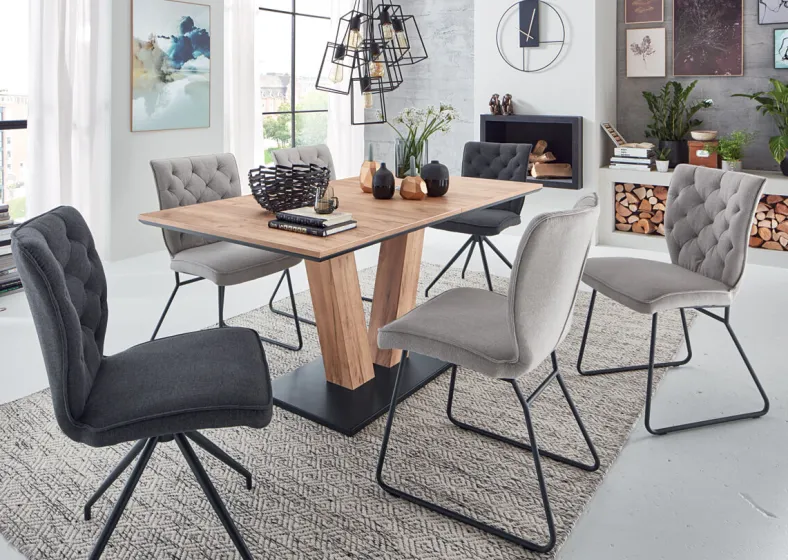 Niehoff Esstischgruppe Milton mit Retrolook Stuhl Malta