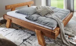 Powerwood rustikales Balkenbett massiv Eicheoptik