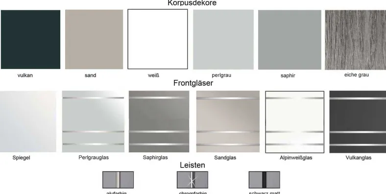 Sonate Lucca Kleiderschrank Glasfront B280 cm