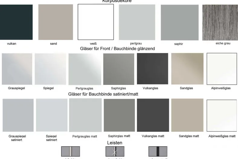 Sonate Pesaro Kleiderschrank mit Glastüren B373 cm