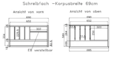 Square Sideboard mit Schreibtisch