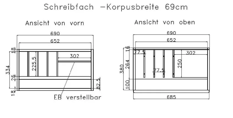 Square Sideboard mit Schreibtisch