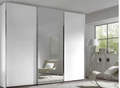 Staud Schwebetürenschrank weiß mit Spiegel