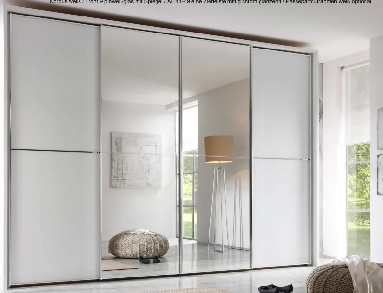 Staud Schwebetürenschrank weiß mit Spiegel
