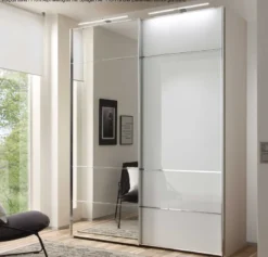 Staud Schwebetürenschrank weiß mit Spiegel