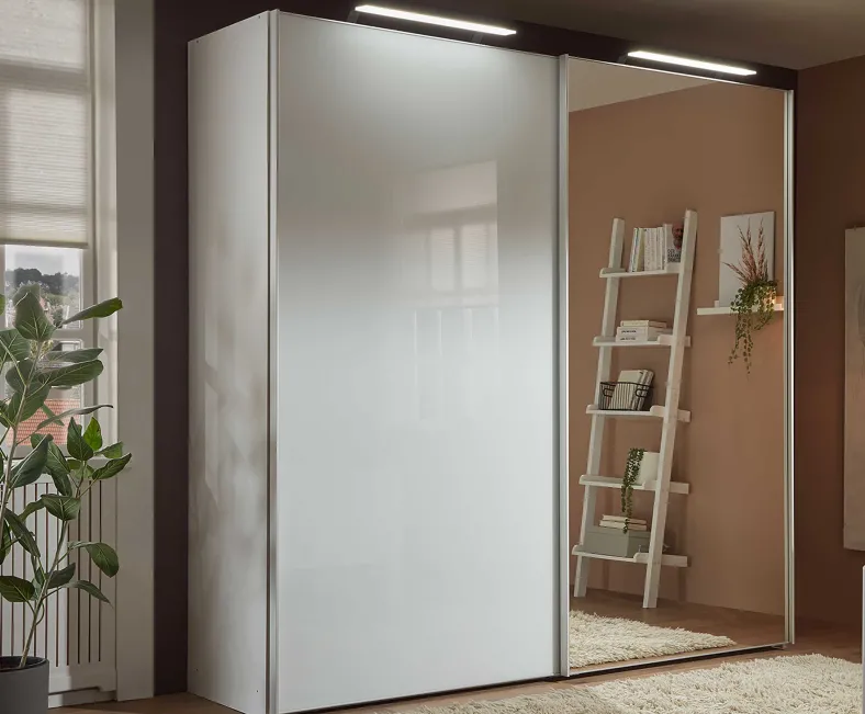 Staud Schwebetürenschrank weiß mit Spiegel