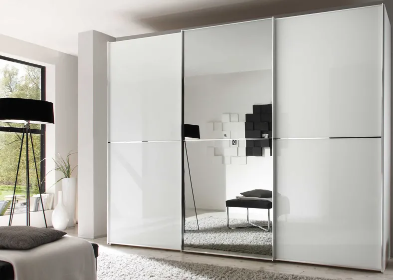 Staud Schwebetürenschrank weiß mit Spiegel