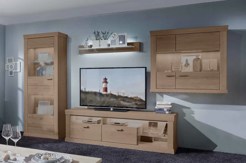 Sylt Wohnwand Landhausstil eiche