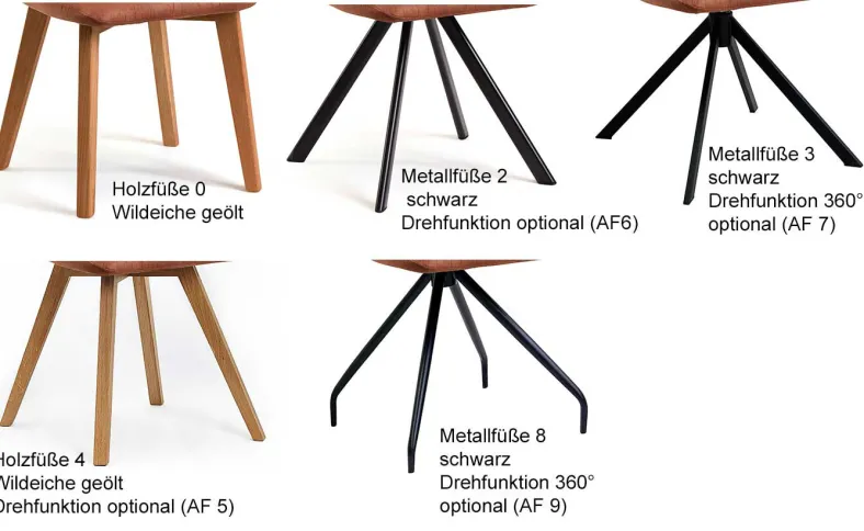 Toma Stühle mit Holzbeinen