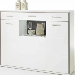 Trento Highboard weiß Hochglanz