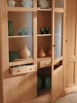 Vienna Landhaus Vitrinenschrank Pinie massiv in 4 Farben