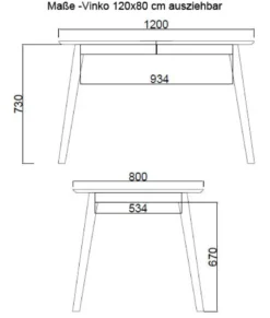 Vinko Esstisch buche massiv 120x80