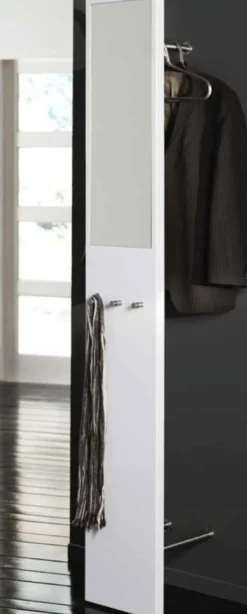 Wandgarderobe mit Spiegel weiß Hochglanz