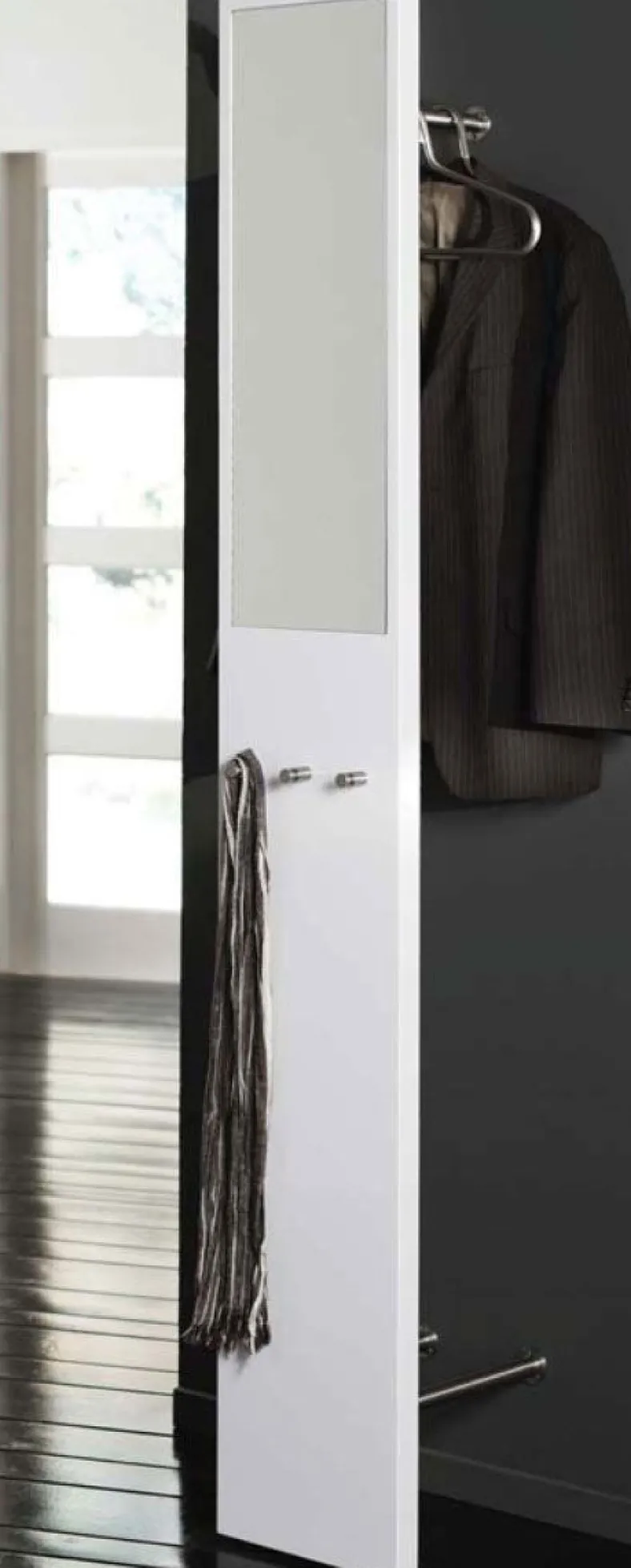 Wandgarderobe mit Spiegel weiß Hochglanz